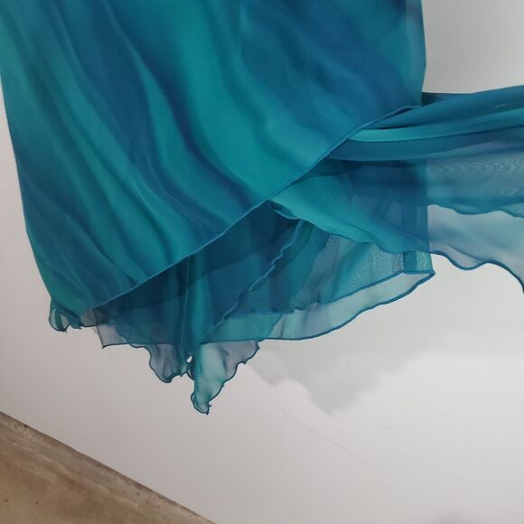 En Focus Women's Dress 16 Green Asymmetrical Vintage 90s Fairy Mermaid Elegant - Picture 5 of 14